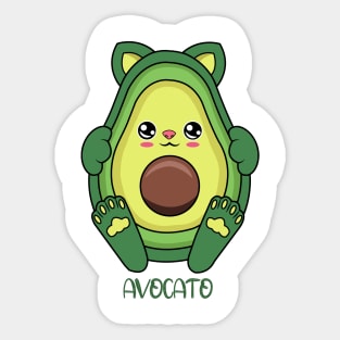 cute avocato kawaii for avocado ans cat lovers. Sticker